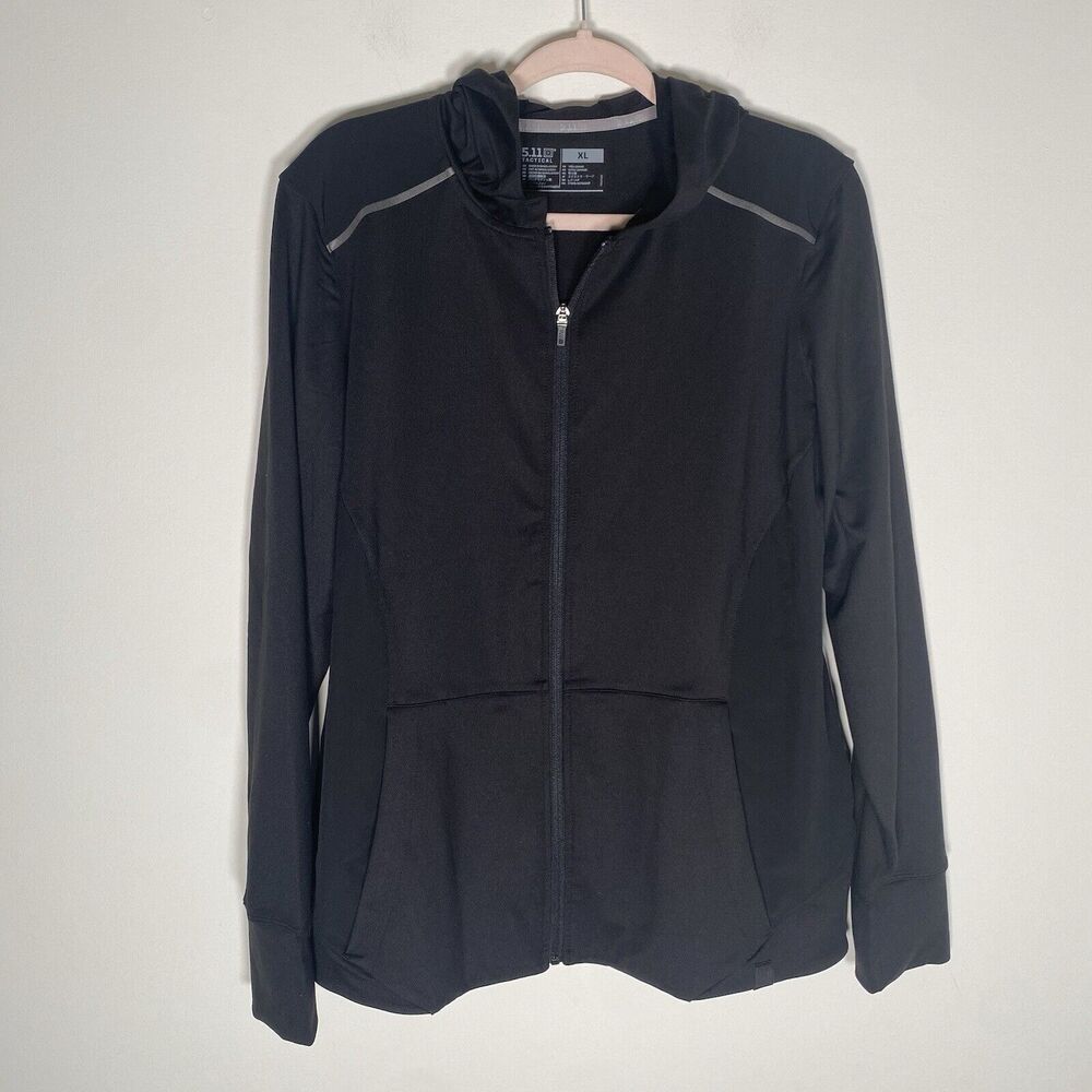 5.11 Tactical Womens Selma Full Zip Hooded Black Performance Top Sz XL 62051 EUC